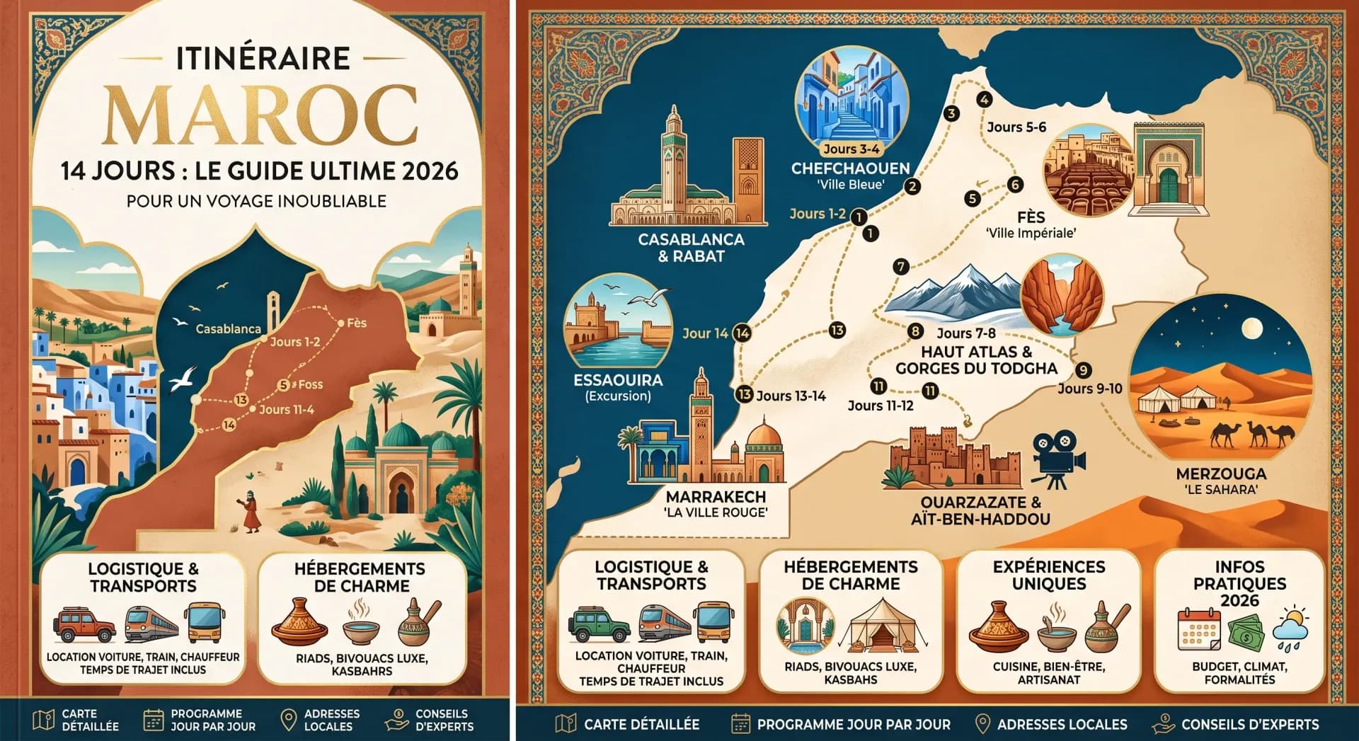 Itinéraire Maroc 14 Jours : Le Guide Ultime 2026 pour un Voyage Inoubliable